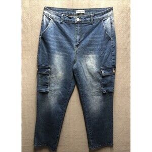 Revelation Denim Women’s Cargo Jeans Size 14 Distressed High Rise